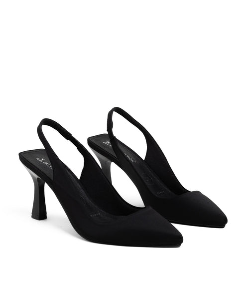 Zapatilla Negra Slingback Tacón Spool 98008